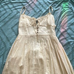 Urban Outfitters Midi Cream Lace-up Back Dress